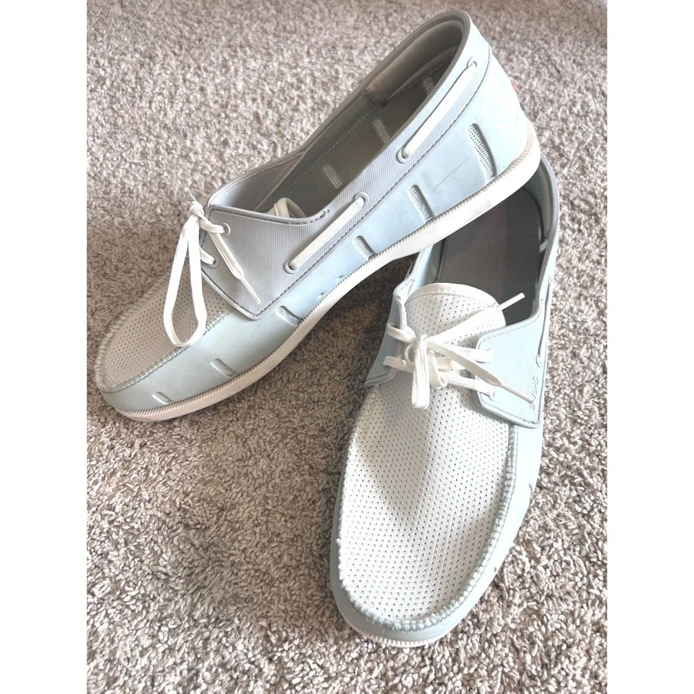 Swims Light Blue and White Boat Shoe Loafers